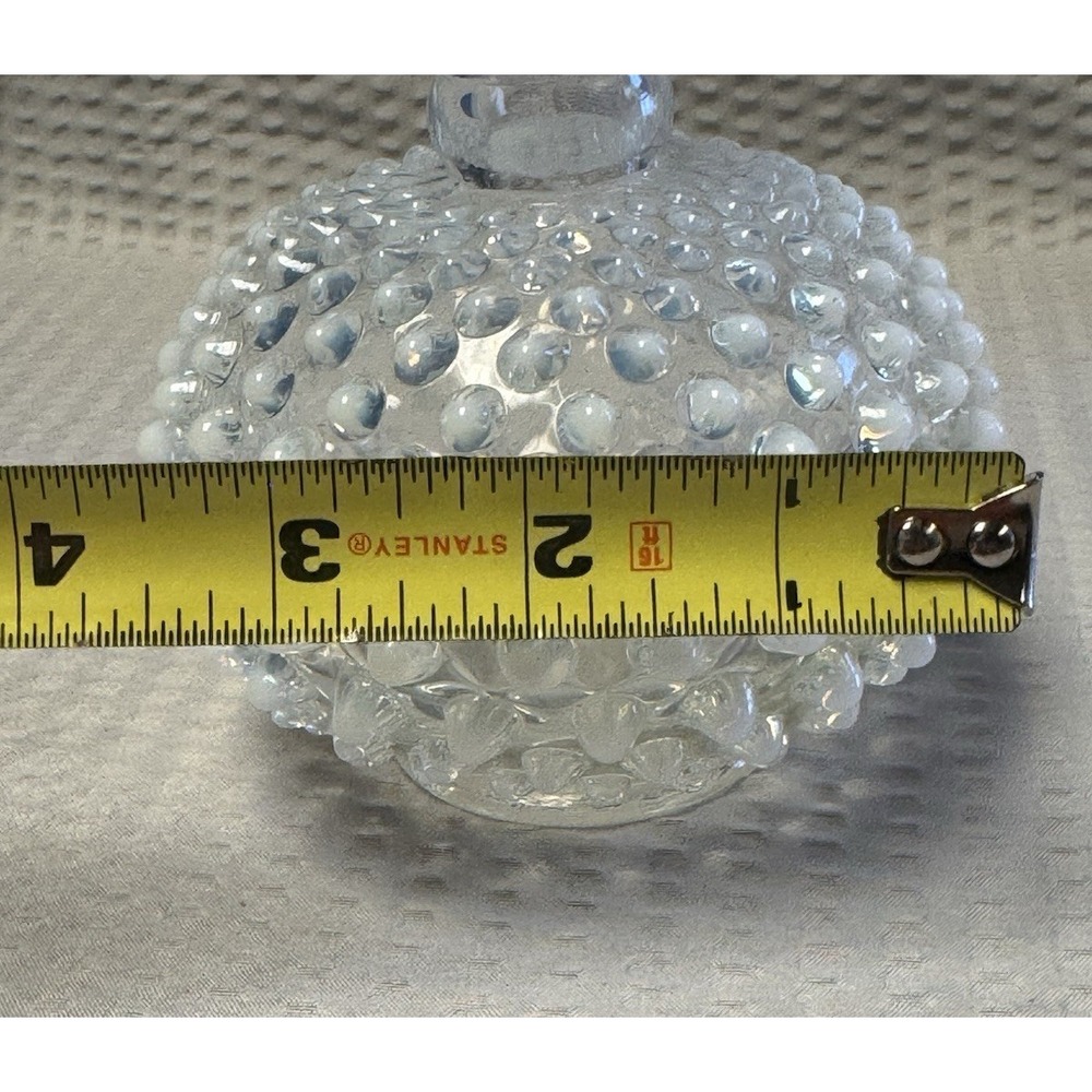 Vintage Opalescent Glass Hobnail Vase Clear Milk Glass Moonstone No Stopper READ - Picture 10 of 11